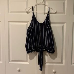 Navy and white pinstripe top